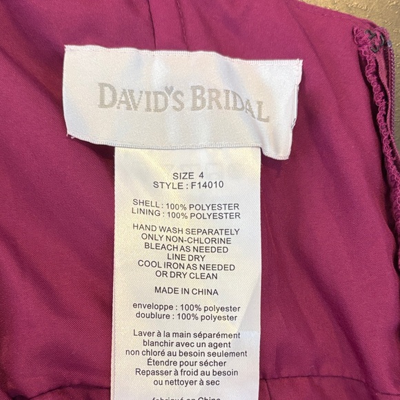 David's Bridal One-Shoulder Magenta Dress - Picture 2 of 2